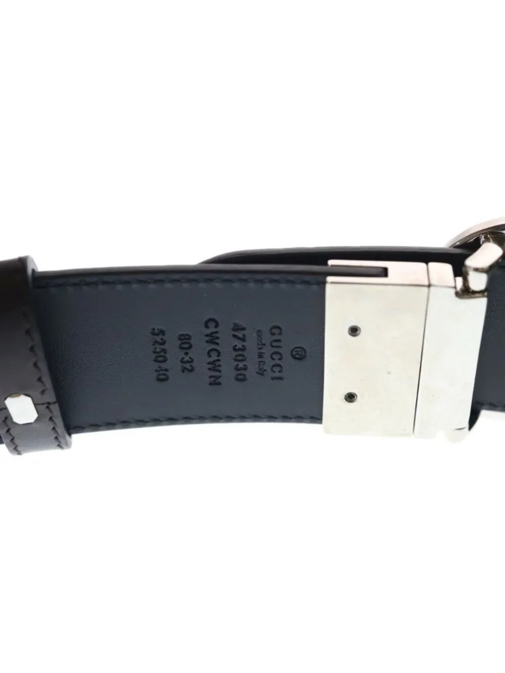 Gucci Interlocking Leather Belt Brown Silver